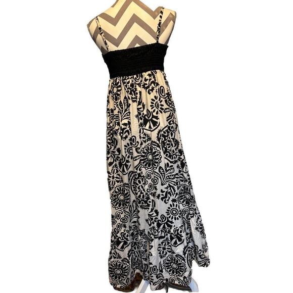 King Kong Black White Sundress Maxi Layers Italy Cotton Adjustable Straps Lace M - Picture 5 of 12